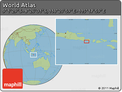 Savanna Style Location Map of the Area around 8° 44' 0" S, 114° 49' 29" E