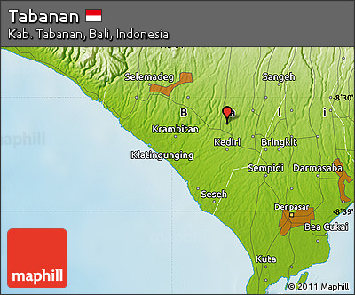 Physical Map of Tabanan
