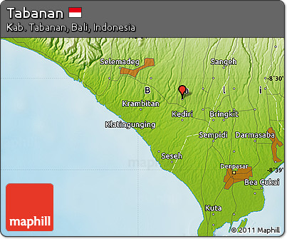 Physical Map of Tabanan