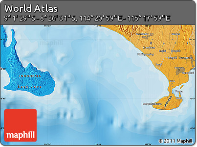 Political Map of the Area around 8° 44' 0" S, 114° 49' 29" E