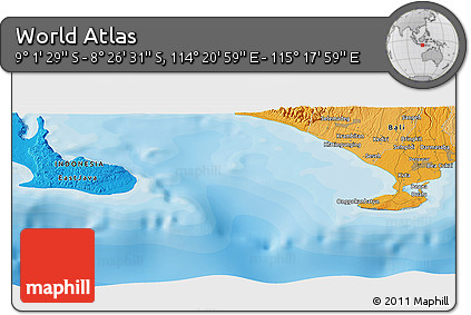 Political Panoramic Map of the Area around 8° 44' 0" S, 114° 49' 29" E