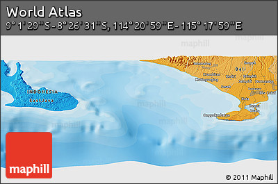 Political Panoramic Map of the Area around 8° 44' 0" S, 114° 49' 29" E