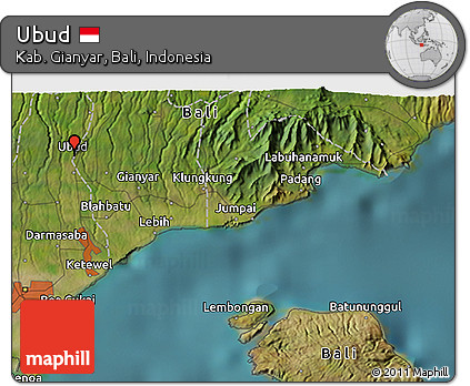 Satellite 3D Map of Ubud