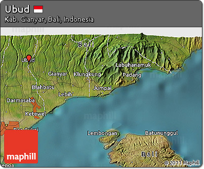 Satellite 3D Map of Ubud