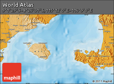 Political Map of the Area around 8° 44' 0" S, 115° 40' 30" E