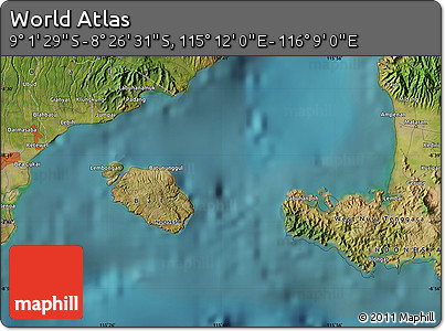 Satellite Map of the Area around 8° 44' 0" S, 115° 40' 30" E