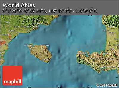Satellite Map of the Area around 8° 44' 0" S, 115° 40' 30" E