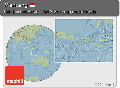 Savanna Style Location Map of Mantang, hill shading