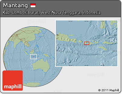 Savanna Style Location Map of Mantang, hill shading