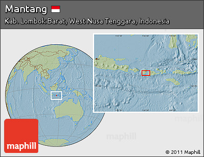 Savanna Style Location Map of Mantang, hill shading