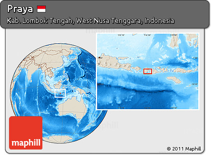 Shaded Relief Location Map of Praya