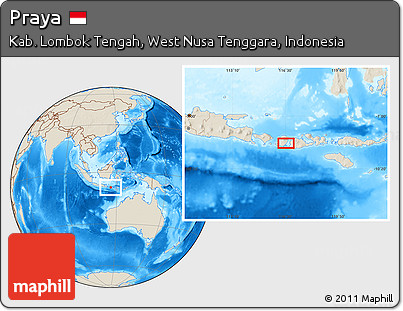 Shaded Relief Location Map of Praya