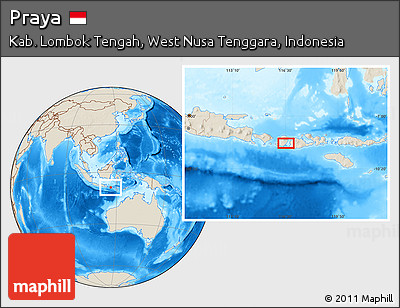 Shaded Relief Location Map of Praya
