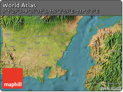 Satellite Map of the Area around 8° 44' 0" S, 116° 31' 30" E