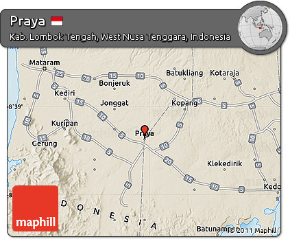 Shaded Relief Map of Praya