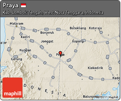 Shaded Relief Map of Praya