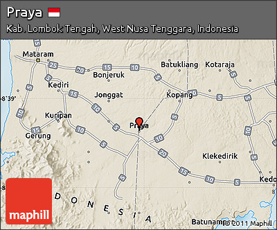 Shaded Relief Map of Praya
