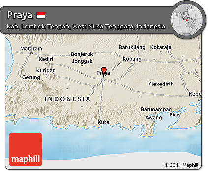 Shaded Relief Panoramic Map of Praya