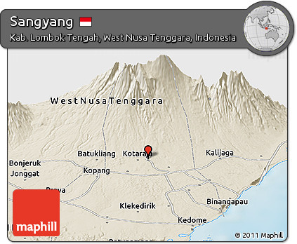 Shaded Relief Panoramic Map of Sangyang