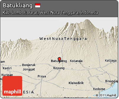 Shaded Relief Panoramic Map of Batukliang