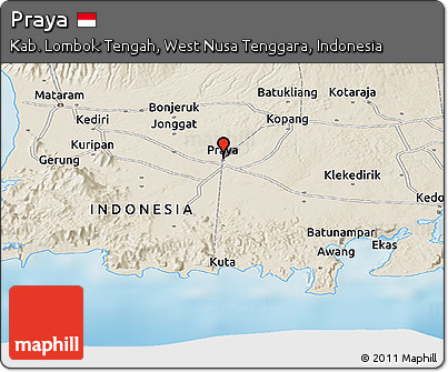 Shaded Relief Panoramic Map of Praya