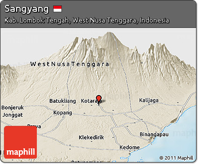 Shaded Relief Panoramic Map of Sangyang