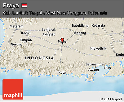 Shaded Relief Panoramic Map of Praya