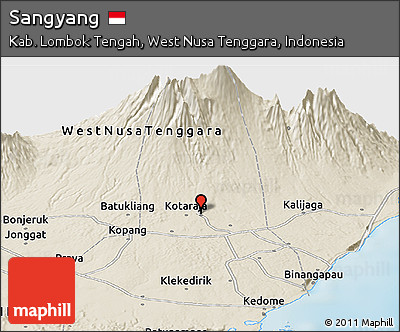 Shaded Relief Panoramic Map of Sangyang