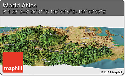 Satellite Panoramic Map of the Area around 8° 44' 0" S, 117° 22' 30" E