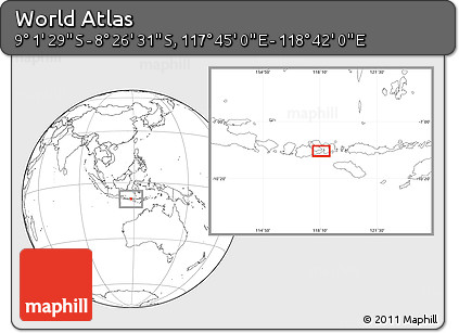 Blank Location Map of the Area around 8° 44' 0" S, 118° 13' 29" E
