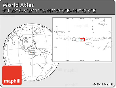 Blank Location Map of the Area around 8° 44' 0" S, 118° 13' 29" E