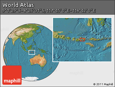 Satellite Location Map of the Area around 8° 44' 0" S, 118° 13' 29" E