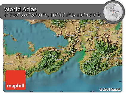 Satellite Map of the Area around 8° 44' 0" S, 118° 13' 29" E