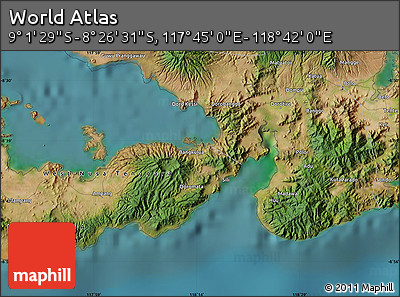 Satellite Map of the Area around 8° 44' 0" S, 118° 13' 29" E