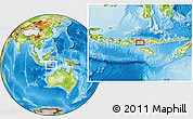 Physical Location Map of the area around 8° 44' 0" S, 119° 4' 29" E