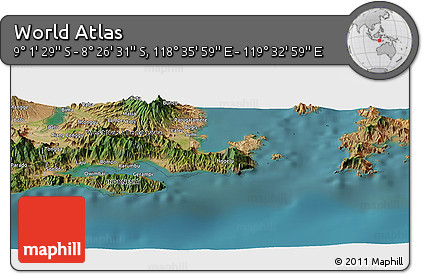 Satellite Panoramic Map of the Area around 8° 44' 0" S, 119° 4' 29" E