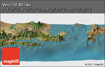 Satellite Panoramic Map of the Area around 8° 44' 0" S, 119° 4' 29" E