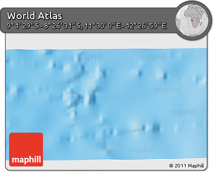 Shaded Relief 3D Map of the Area around 8° 44' 0" S, 11° 58' 29" E
