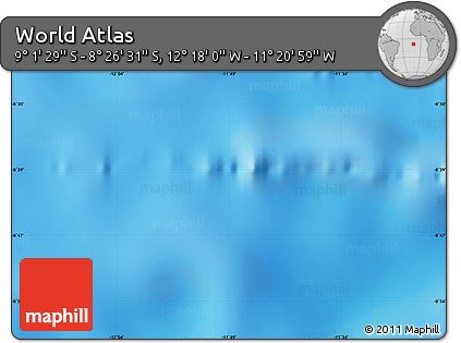 Shaded Relief Map of the Area around 8° 44' 0" S, 11° 49' 29" W