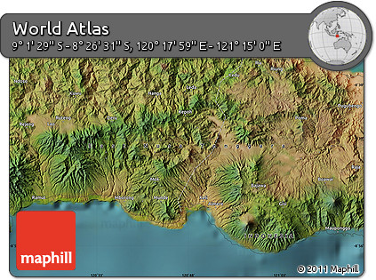 Satellite Map of the Area around 8° 44' 0" S, 120° 46' 30" E
