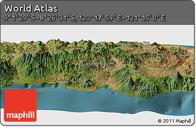 Satellite Panoramic Map of the Area around 8° 44' 0" S, 120° 46' 30" E