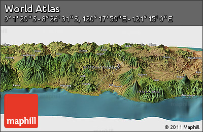 Satellite Panoramic Map of the Area around 8° 44' 0" S, 120° 46' 30" E