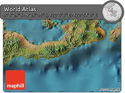 Satellite Map of the Area around 8° 44' 0" S, 122° 28' 29" E