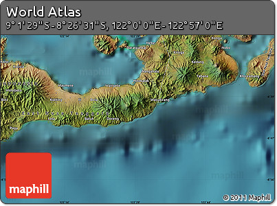 Satellite Map of the Area around 8° 44' 0" S, 122° 28' 29" E