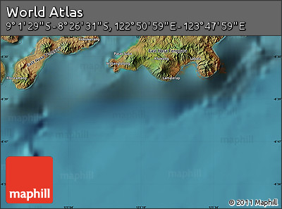 Satellite Map of the Area around 8° 44' 0" S, 123° 19' 29" E