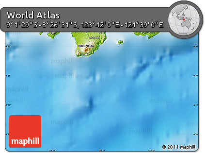 Physical Map of the Area around 8° 44' 0" S, 124° 10' 30" E