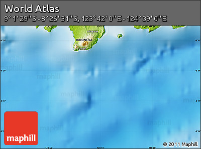 Physical Map of the Area around 8° 44' 0" S, 124° 10' 30" E