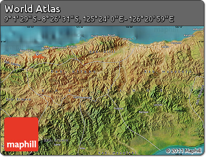 Satellite Map of the Area around 8° 44' 0" S, 125° 52' 30" E