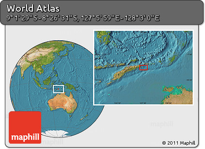 Satellite Location Map of the Area around 8° 44' 0" S, 127° 34' 30" E
