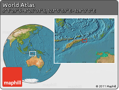 Satellite Location Map of the Area around 8° 44' 0" S, 127° 34' 30" E